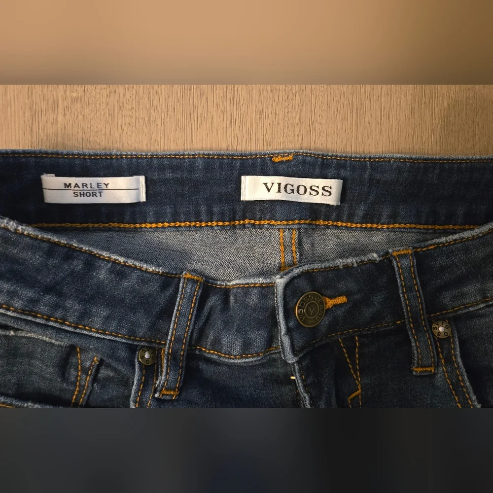 Vigoss Dark Blue Distressed Denim Jean Shorts
